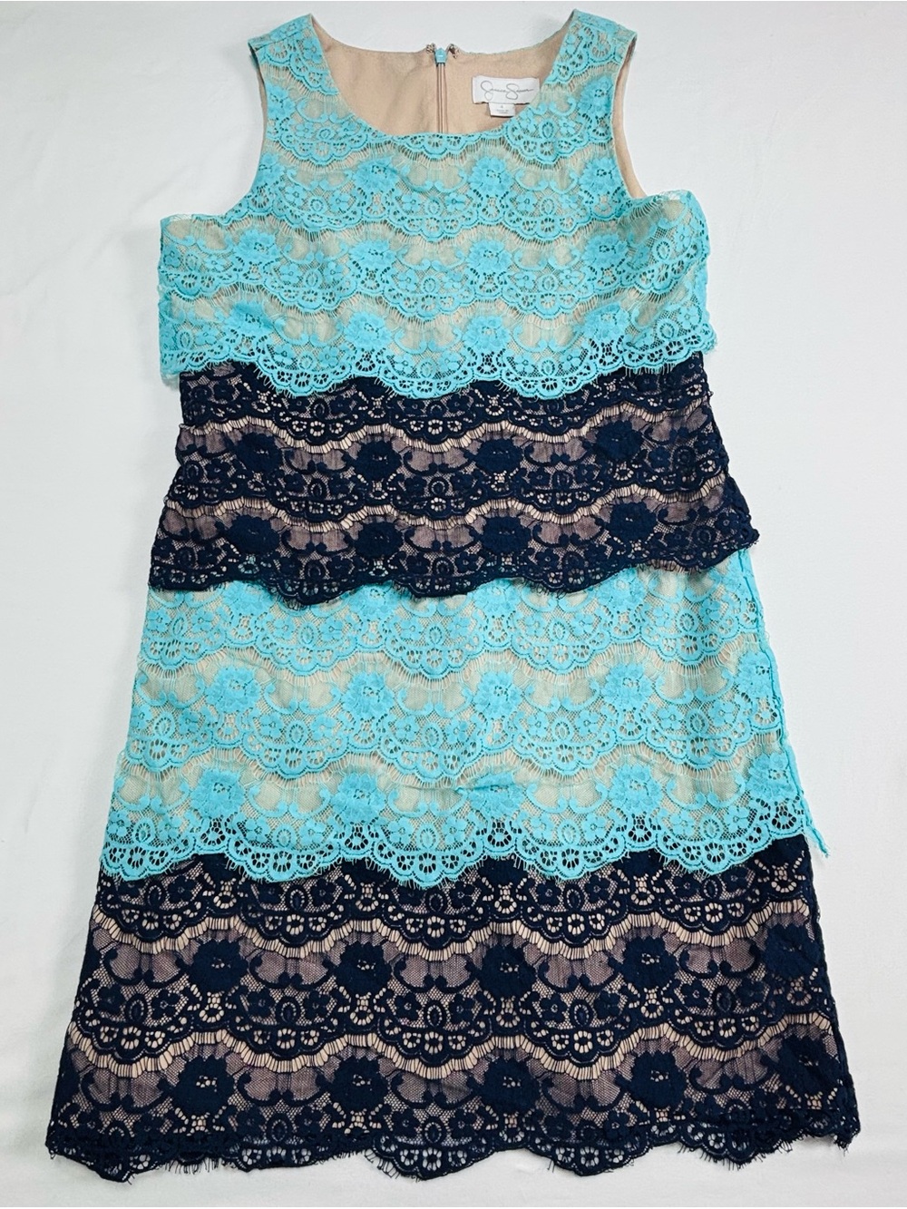 Jessica Simpson Aqua Lace Dress Top W513